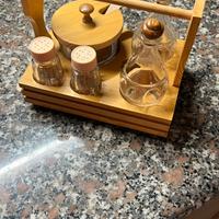 Porta condimenti in legno completo