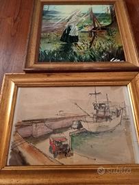 2 quadri acquerello e olio
