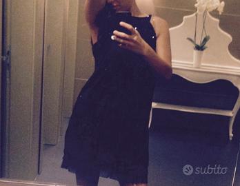 Vestito liu jo con perline e pizzo nero corto