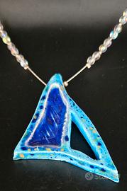 Collana in Ceramica e Quarzo - Turchese e Blu 
