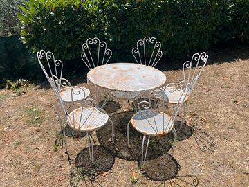 Tavolo e 6 sedie da giardino vintage