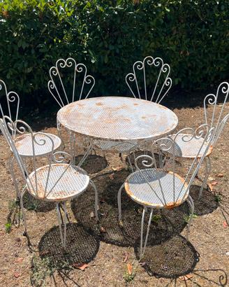 Tavolo e 6 sedie da giardino vintage