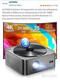 Proiettore 4k + mensola + telo