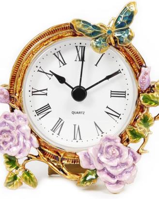 Orologio da tavolo in metallo con smalti