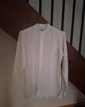 Ejoejeans Camicia Uomo Bianca S Slim Fit 100% Lino