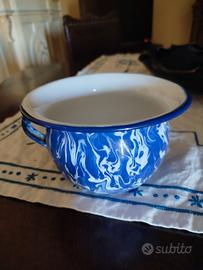 vaso da notte antico nuovo blù e bianco in ferro 