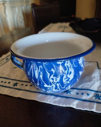 vaso da notte antico nuovo blù e bianco in ferro 
