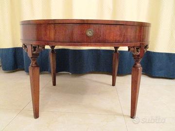 TAVOLINO salotto ROTONDO basso diam 79cm 2cassetti