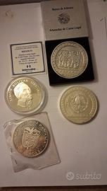 monete argento  5 oncie Messico e 20 balboa