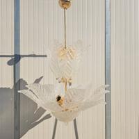 lampadario vetro Murano 8 luci 18 foglie