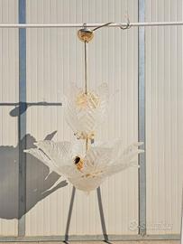 lampadario vetro Murano 8 luci 18 foglie