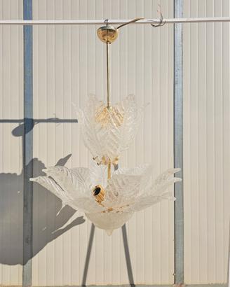 lampadario vetro Murano 8 luci 18 foglie