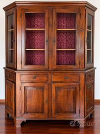 libreria, credenza scantonata in legno massiccio