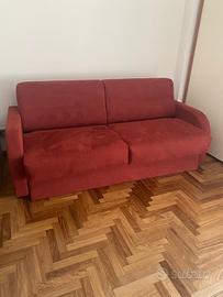 Divano letto in alcantara bordeaux