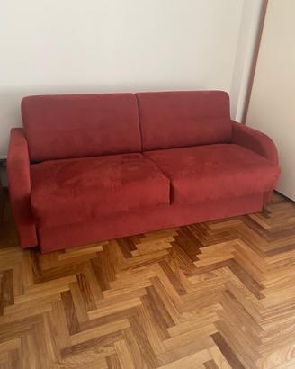 Divano letto in alcantara bordeaux