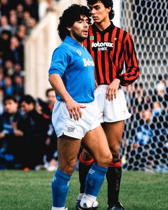 Fotografia Napoli Milan Maradona e Maldini 