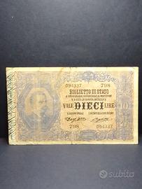 10 Lire IN RARITA DA (R2) DEL 1892  (UMBERTO I )