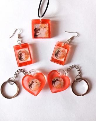 set collana orecchini gattini 