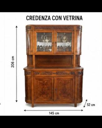 CREDENZA ANTICA CON VETRINA