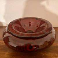 Posacenere vintage in vetro rosso