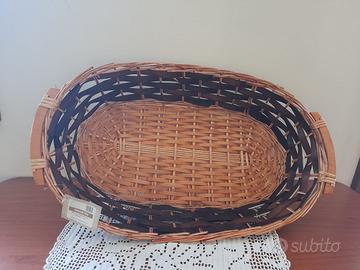 Cesto in vimini bicolore – Nuovo 65 x 40 x 13 cm