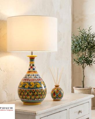 Lume Siciliano in Ceramica di Caltagirone completo