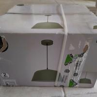 Lampadario verde salvia in acciaio