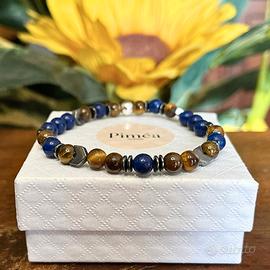 Bracciale uomo lapislazzuli, tigre, ematite