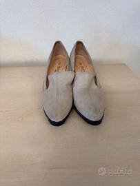 Mocassini De Robert-Camoscio Beige-Made in Italy