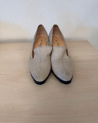 Mocassini De Robert-Camoscio Beige-Made in Italy