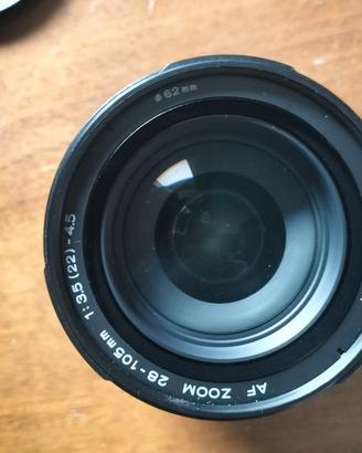 Sony Minolta 28 105 3.5 4.5 con tappi e paraluce 