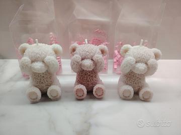 Candele orsetti in cera 3 pezzi