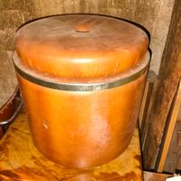 Pouf vintage cilindrico con vano contenitore