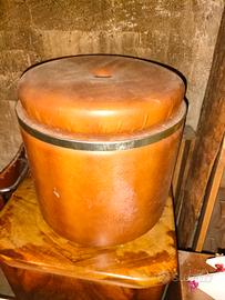 Pouf vintage cilindrico con vano contenitore