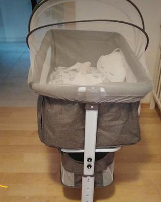Culla co-sleeping con zanzariera grigia