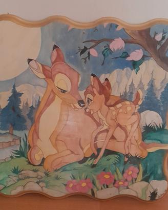 Quadro Dipinto a Mano "Bambi e Sua Madre" 🌸