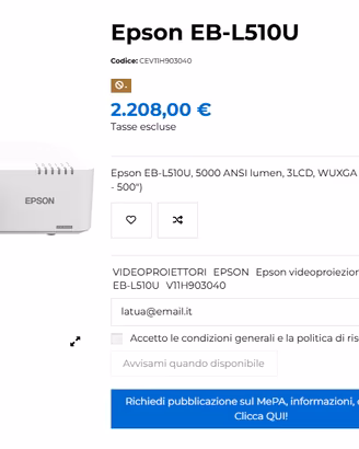 PROIETTORE LASER EPSON EB-L510U – FINO A 500"