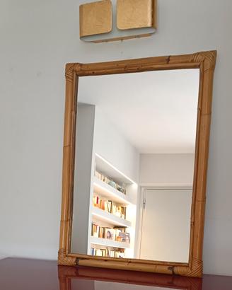 specchio in bambù anni '80