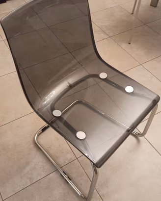 4 sedie Ikea Tobias  in acciaio e plastica grigia