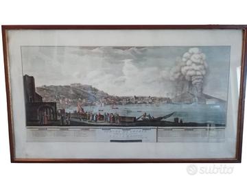 Antica grande incisione Napoli da Chiaia