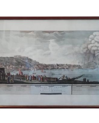 Antica grande incisione Napoli da Chiaia