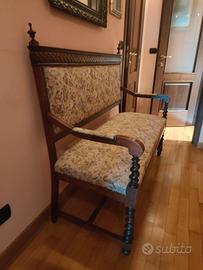  Panca antica imbottita in legno stile ’900