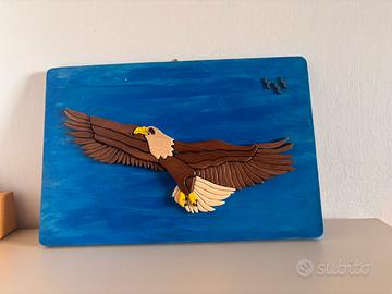 Quadro in legno traforo - Aquila in volo