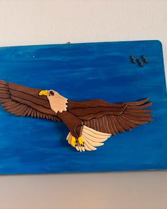 Quadro in legno traforo - Aquila in volo