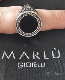 ANELLI UOMO MARLÙ GIOIELLI ROTONDO ACCIAIO E NERO 