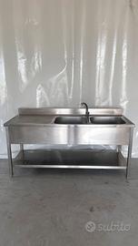 Lavello lavandino acciao 180x70x85 doppia vasca