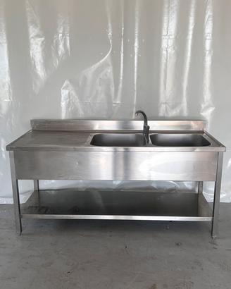 Lavello lavandino acciao 180x70x85 doppia vasca