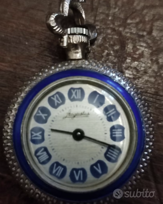 Antico orologio da tasca in argento con miniatura