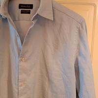 Camicia da uomo in cotone celeste - Massimo Dutti
