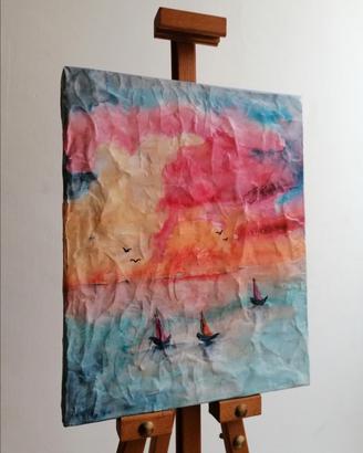 2 quadri astratti mare al tramonto (vedi foto) 